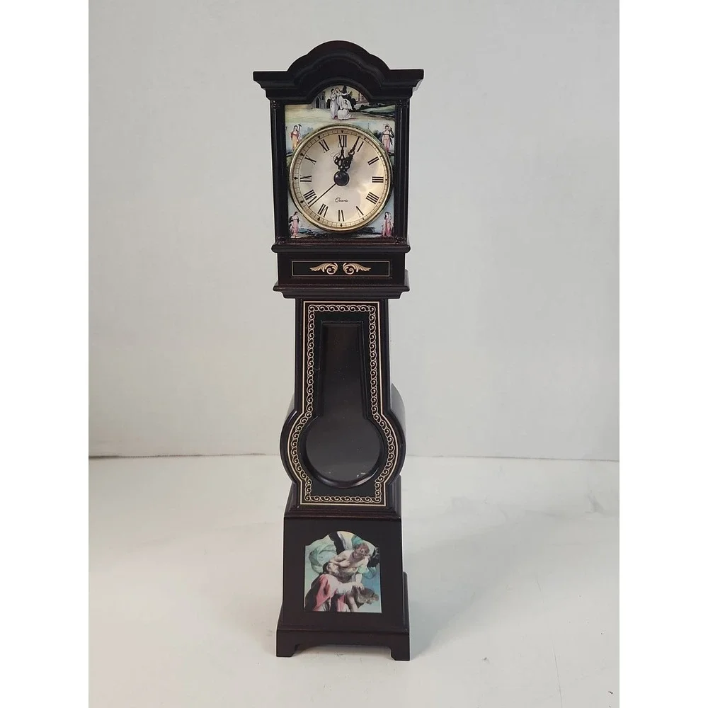 Vintage 1980s Chester Quartz Mini Grandfather Clock Works Plastic No Pendulum